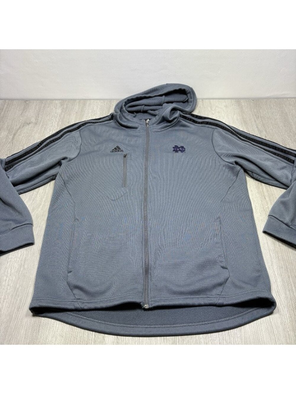 Notre Dame Fighting Irish Adidas ClimaWarm Hoodie Men’s Large Gray Full Zip